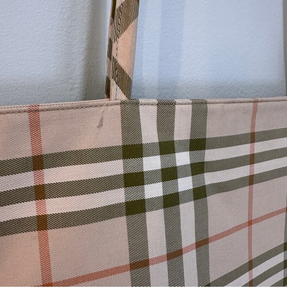 Burberry Signature Plaid Tote Check Fabric Green Orange - Picture 11 of 16